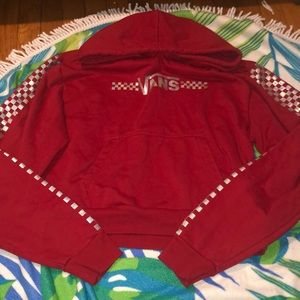 Red Vans Cropped Holographic Checkered Sweater